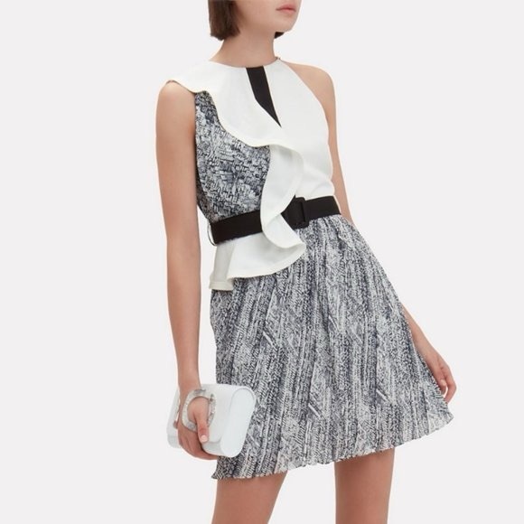 Self-Portrait Black and White Ruffle Dress - Picture 1 of 11